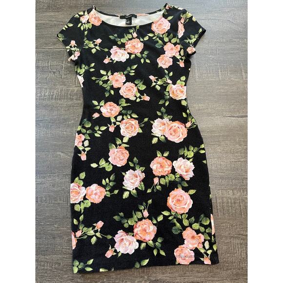 Forever 21 Black Floral Bodycon Dress - Picture 3 of 8